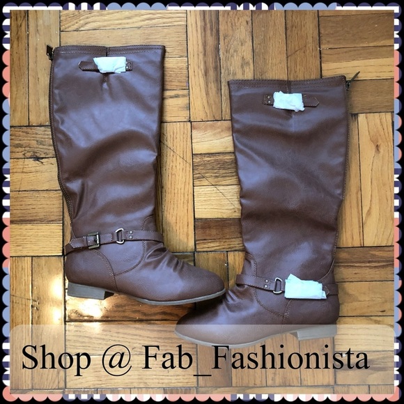 Vegan Leather Tall Brown boots size 9 - Picture 1 of 16